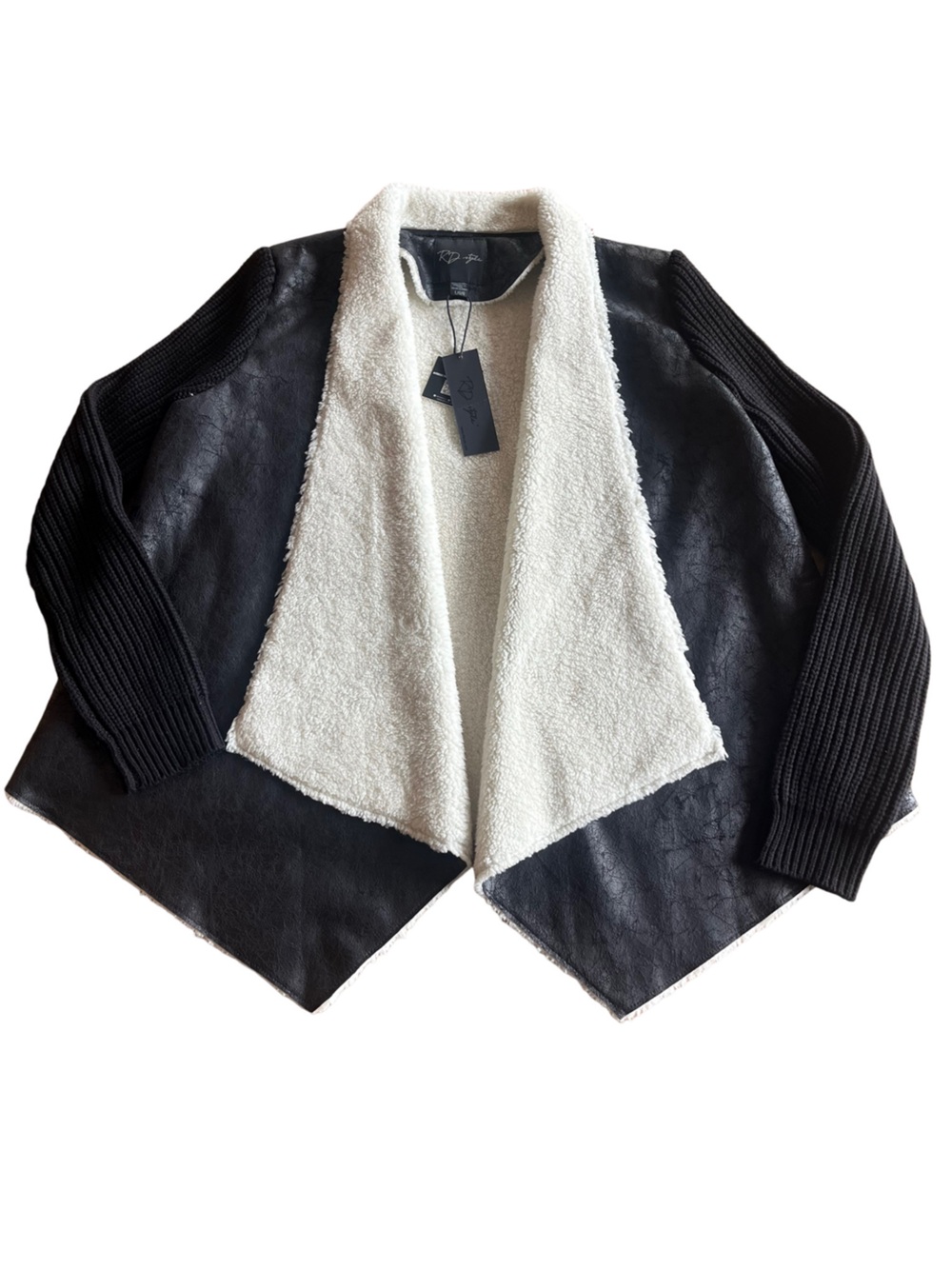 RD Style open-front mixed media jacket NWT Size L